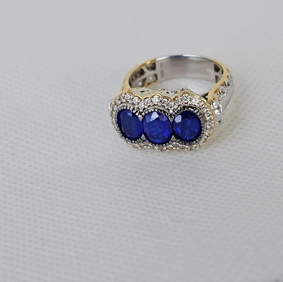 Natural Cobalt Blue Spinel Ring 24k Palladium Sterling Silver Size 8!